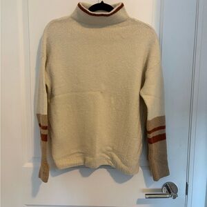 C&C California Cream Sweater with Red Accents